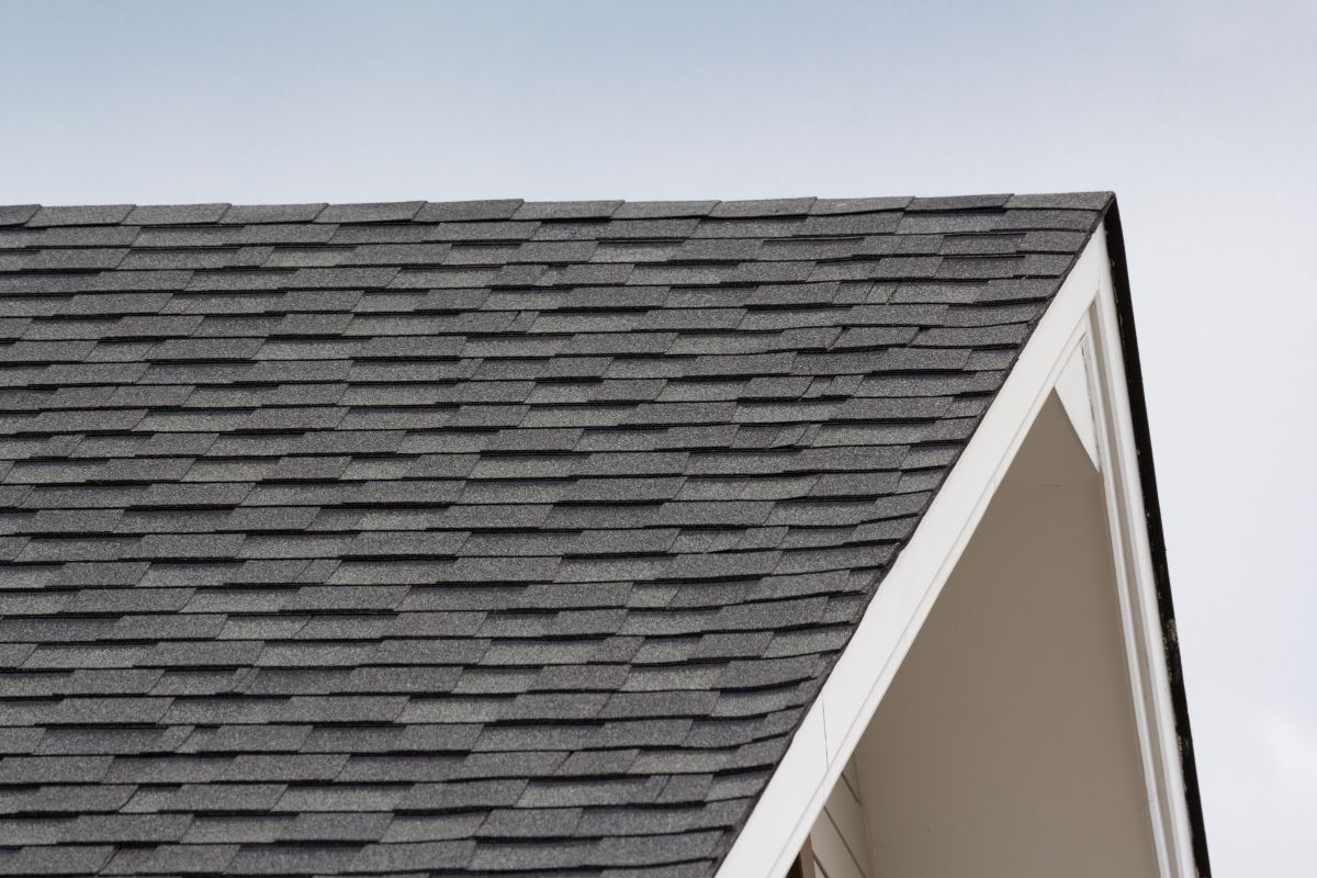 Gutter and eave detail on a Minneapolis home — different gutter materials age differently in Minnesota’s climate