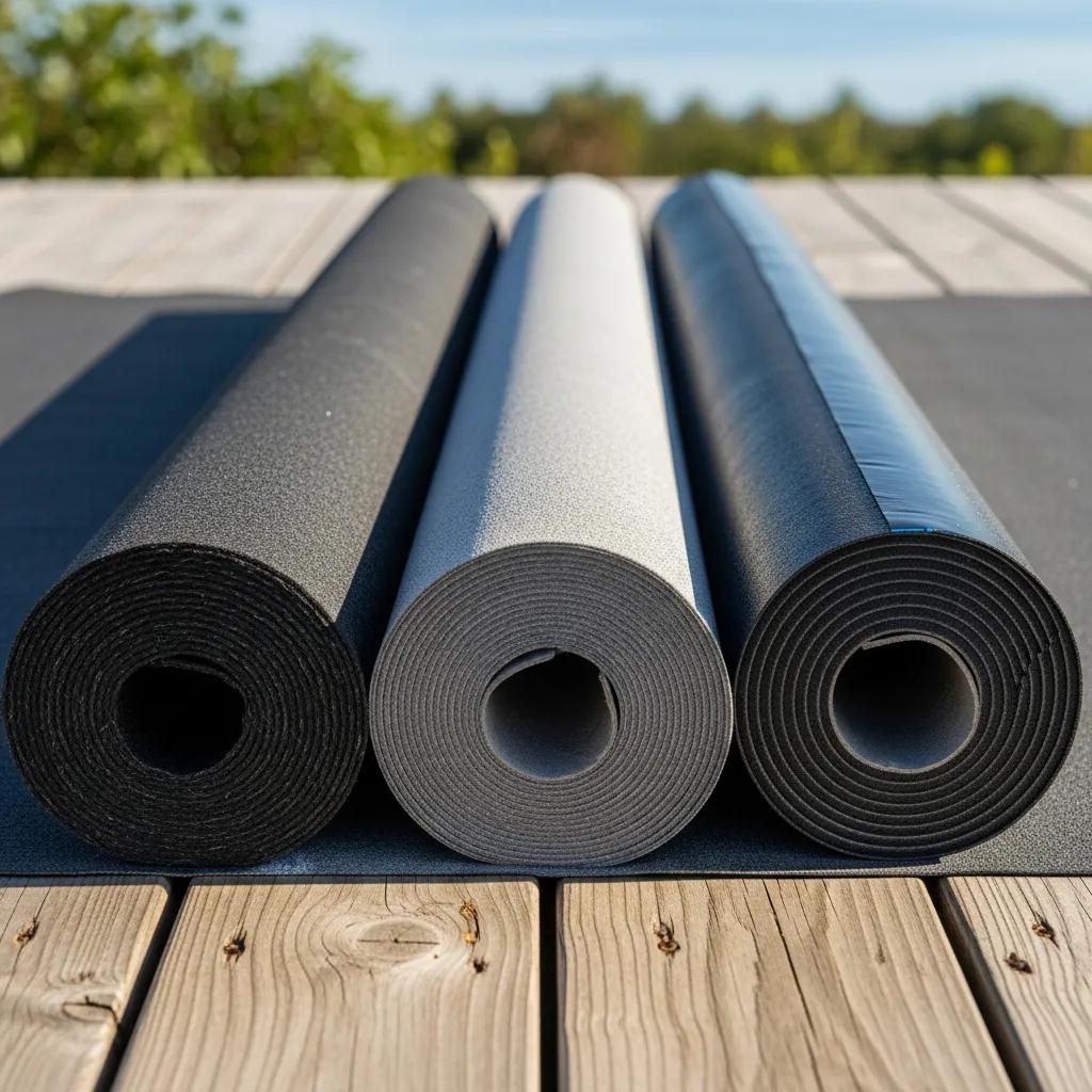 Comparison of different types of roofing underlayment materials: felt, synthetic, and rubberized asphalt